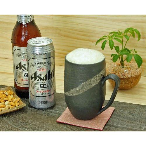 信楽焼 ビール ジョッキ 容量700ml 黒砂 尻丸 おしゃれ ビアジョッキ