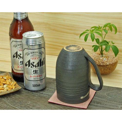 信楽焼 ビール ジョッキ 容量700ml 黒砂 尻丸 おしゃれ ビアジョッキ