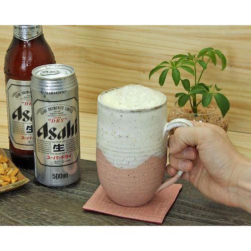信楽焼 ビール ジョッキ 容量700ml 桃チタン 尻丸 おしゃれ ビア