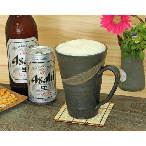 信楽焼 ビール ジョッキ 容量700ml 黒砂 口広 おしゃれ ビアジョッキ