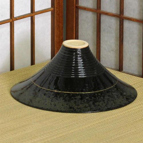 信楽焼 花器 黒 斑点 金線 深型 立花 陶器 在庫数限り 花瓶 生け花