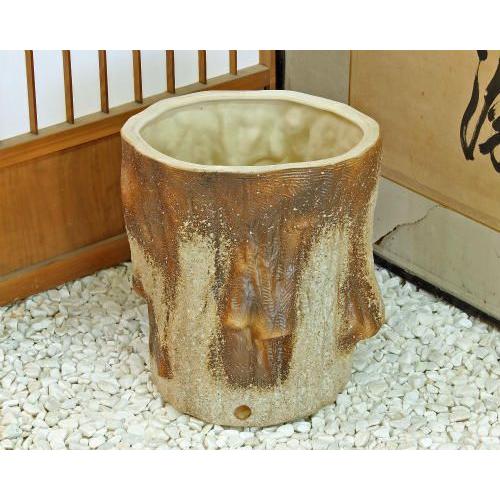 ポイント5倍]信楽焼 フラワースタンド 園芸 花台 ふくろう 切株 14号