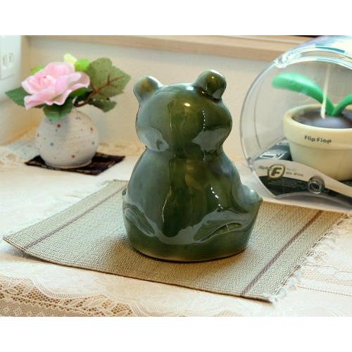 信楽焼 カエル 置物 貯金箱 はにかみ リボン 5号 陶器 かわいい かえる