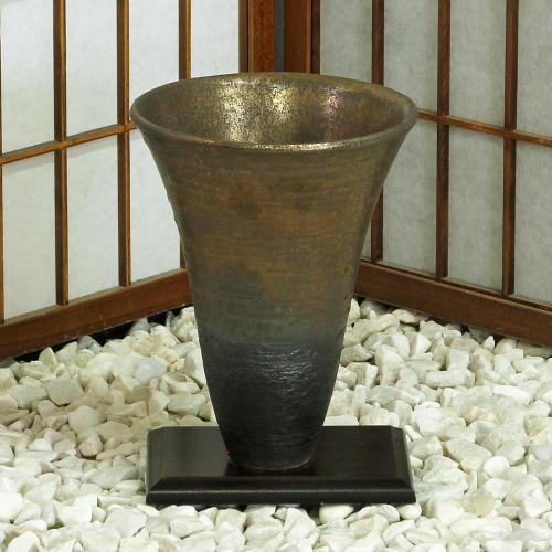 信楽焼 花器 金彩 松皮 立花 陶器 花瓶 生け花 和風 華道 池坊 生花用