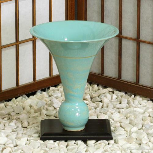 信楽焼 花器 青磁 金線 球 立花 陶器 花瓶 生け花 和風 華道 池坊 生花