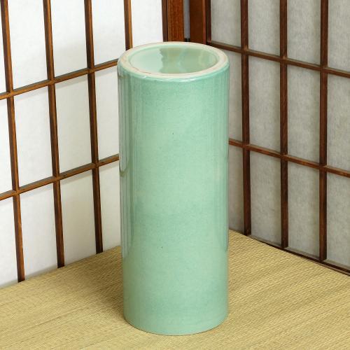 信楽焼 花器 青磁 筒型 寸胴 スカーレット 立花 陶器 花瓶 生け花 和風
