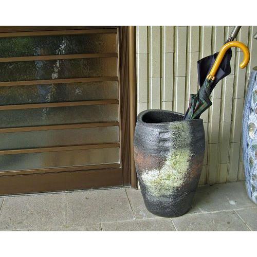 信楽焼 傘立】窯変たわみ傘立