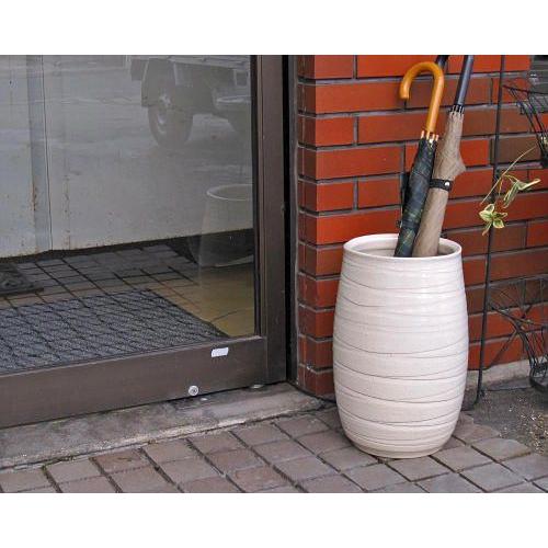 信楽焼傘立て  糸車 高さ４８cm ポイント5倍]信楽焼 陶器 傘立て クレイホワイト 糸車 傘たて スリム