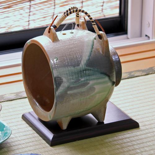 信楽焼 蚊取り 線香入れ ビードロ ブタ 蚊遣り器 器具付 おしゃれ ぶた