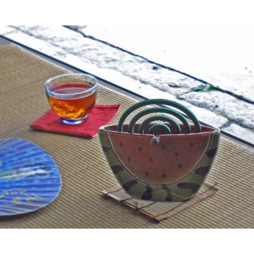 信楽焼 蚊取り 線香入れ スイカ 蚊遣り器 器具付 おしゃれ かわいい