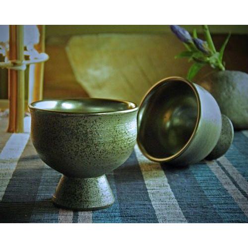 信楽焼 酒器 高台カップ ぐい呑み 光彩 陶器 おしゃれ カップ コップ 