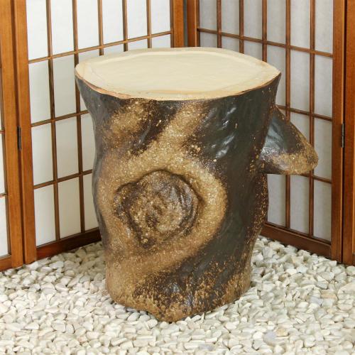 ポイント8倍][名入れ]信楽焼 表札 切り株 フクロウ 傘立て 14号(4色