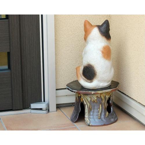 信楽焼 猫 置物 幸福のネコ 10号 三毛 陶器 猫の置物 おしゃれ 信楽焼 猫 置物 幸福のネコ 10号 三毛 陶器 猫の置物 おしゃれ