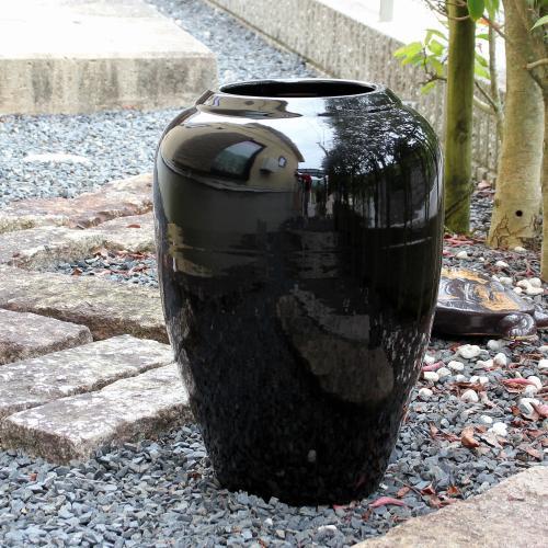 在庫数限り 信楽焼 大きな 花瓶 黒 光沢 17号 おしゃれ 大壺 つぼ ツボ