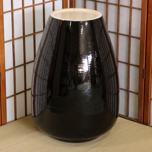 在庫数限り 信楽焼 大きな 花瓶 黒 光沢 17号 おしゃれ 大壺 つぼ ツボ