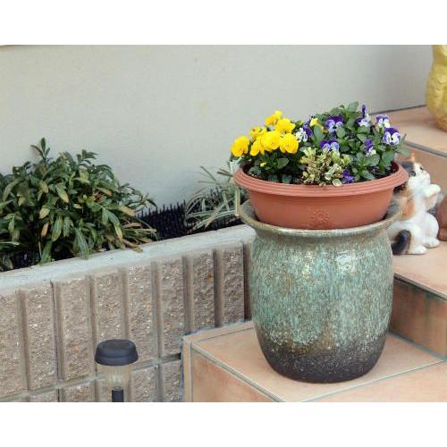 信楽焼 大きな 花瓶 白窯変 プランター おしゃれ 大壺 つぼ ツボ 壷 花入 陶器 大型 花器 フラワーベース 信楽焼き(YB-22)