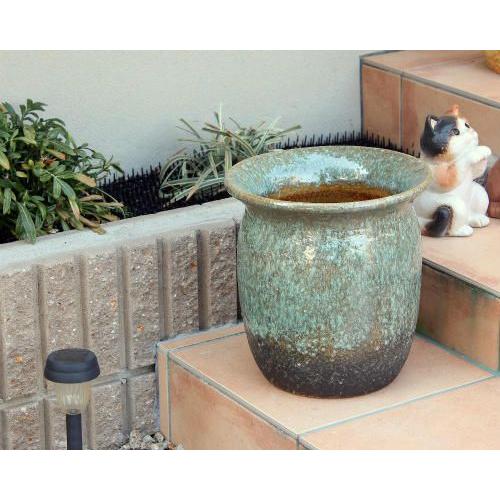 信楽焼 大きな 花瓶 白窯変 プランター おしゃれ 大壺 つぼ ツボ 壷 花入 陶器 大型 花器 フラワーベース 信楽焼き(YB-22)の画像