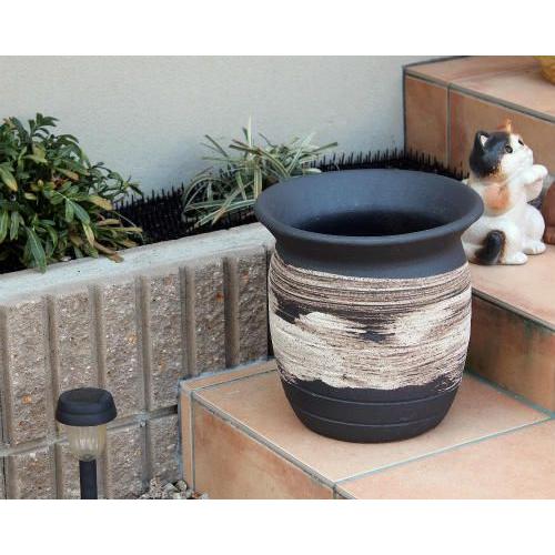 信楽焼 大きな 花瓶 刷毛目 プランター おしゃれ 大壺 つぼ ツボ 壷 花入 陶器 大型 花器 フラワーベース 信楽焼き(YB-25)の画像
