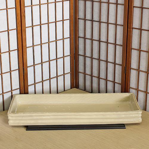 アウトレット 信楽焼 水盤 白釉 長角 25号 池坊 生け花 和風 洋風 華道