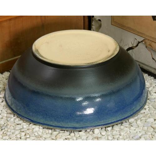信楽焼 アウトレット 睡蓮鉢 ブルーガラス 19号 陶器 メダカ鉢