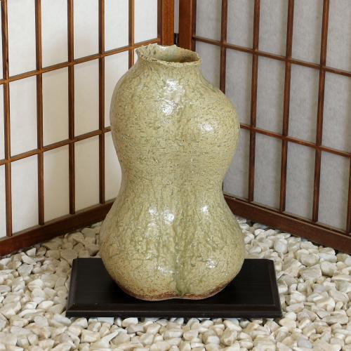 信楽焼 花器 淡釉 瓢箪型 在庫数限り 陶器 花瓶 生け花 和風 華道 池坊