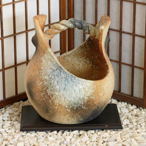 信楽焼 花瓶 花器 華道 池坊 嵯峨御流 窯変 手付 陶器 生け花 信楽焼 花瓶 花器 華道 池坊 嵯峨御流 窯変 手付 陶器 生け花