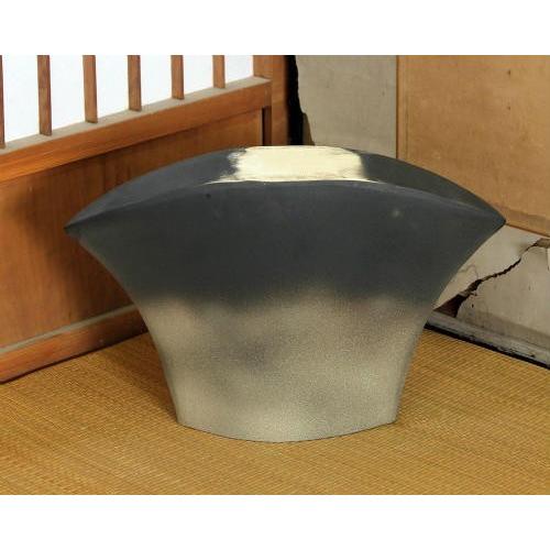 信楽焼 花器 黒雲 富士型 在庫数限り 陶器 花瓶 生け花 和風 華道 池坊 生花用 手作 フラワーベース 信楽焼き 在庫数限り あすつく(23-113)_2