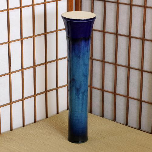 信楽焼 花器 青 ガラス 筒型 在庫数限り 陶器 花瓶 生け花 和風 華道