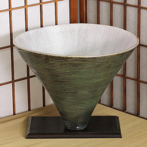 信楽焼 花器 灰釉 螺旋 鉢形 在庫数限り 陶器 花瓶 生け花 和風 華道