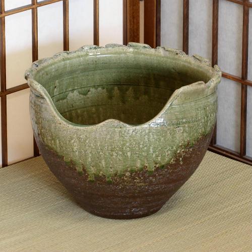 信楽焼 花瓶 花器 華道 池坊 嵯峨御流 ビードロ 口広 陶器 生け花 和風