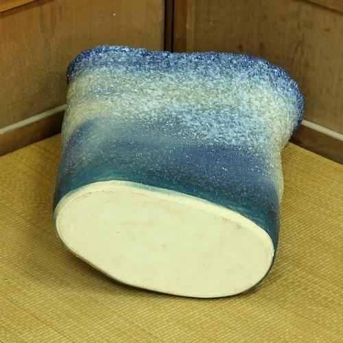 信楽焼 花瓶 花器 華道 池坊 嵯峨御流 窯変 二口 扁平 陶器 生け花