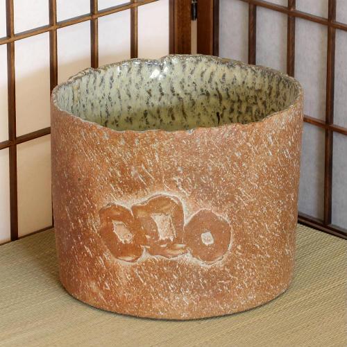 信楽焼 花瓶 花器 華道 池坊 嵯峨御流 緋色 筒型 スカーレット 陶器