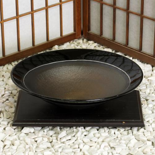 信楽焼 水盤 花器 12号 金彩 掛分 ソリ 丸 陶器 池坊 嵯峨御流 生け花