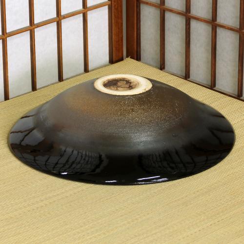 信楽焼 水盤 花器 12号 金彩 掛分 ソリ 丸 陶器 池坊 嵯峨御流 生け花