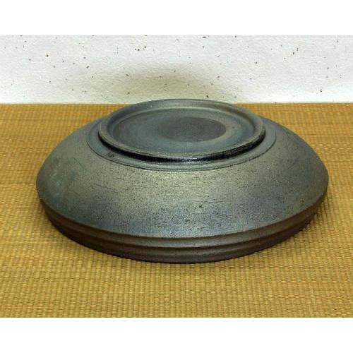 ポイント3倍]信楽焼 水盤 花器 12号 炭化ひねり灰ぼかし 丸 陶器 池坊