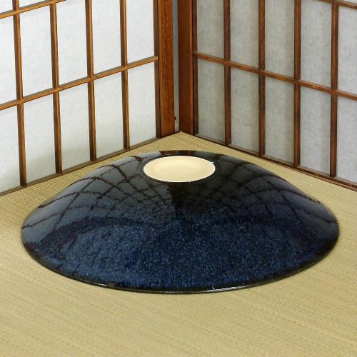 信楽焼 水盤 花器 13号 藍 斑点 ソリ 丸 陶器 池坊 嵯峨御流 信楽焼 水盤 花器 13号 藍 斑点 ソリ 丸 陶器 池坊 嵯峨御流