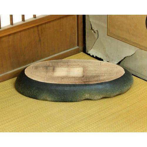 在庫数限り 信楽焼 水盤 花器 20号 窯肌変形ひねり 小判 陶器 在庫数限り 信楽焼 水盤 花器 20号 窯肌変形ひねり 小判 陶器