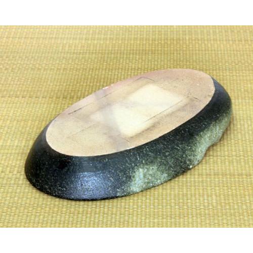 信楽焼 変形小判水盤 花器 在庫数限り 信楽焼 水盤 花器 13号 窯肌変形 ひねり 小判 陶器 池坊