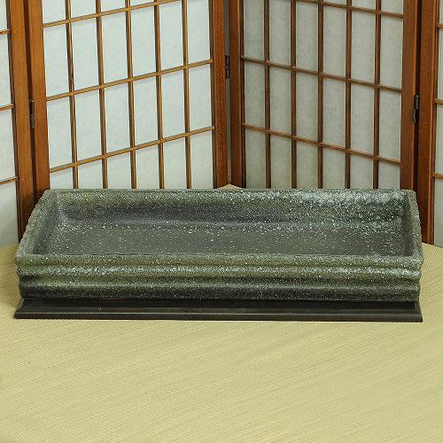 在庫数限り 信楽焼 水盤 花器 20号 茶 窯変 長角 陶器 池坊 嵯峨御流