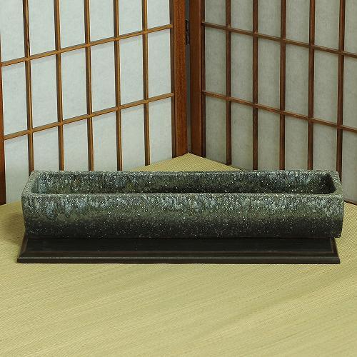 信楽焼 水盤 花器 茶 窯変 短冊 小 スカーレット 陶器 池坊 嵯峨御流