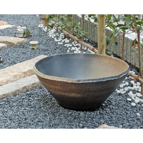 ポイント8倍]信楽焼 睡蓮鉢 コゲ釉窯肌 17号 陶器 メダカ鉢 おしゃれ