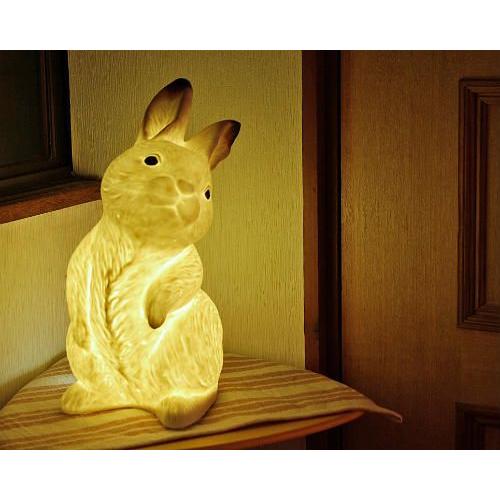 [ポイント5倍]信楽焼 光が透ける照明 立 うさぎ 12号 ウサギ兎 陶器 石英ガラス かわいい おしゃれ 間接照明 ライト 玄関 プレゼント 信楽焼き(MB104-18SU)