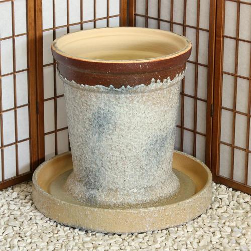 ポイント15倍]受注生産 信楽焼 ガーデンテーブル 5点 セット 白 窯変