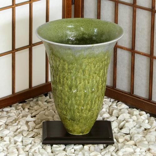 1点物 京都 清水焼 花器 緑釉 叩き 池坊 生け花 和風 洋風 華道 1点物 京都 清水焼 花器 緑釉 叩き 池坊 生け花 和風 洋風 華道