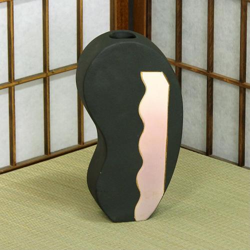 1点物 三重 伊賀焼 花器 黒 色彩 大 池坊 生け花 和風 洋風 華道 水盤 陶器 焼き物 華道 小原流 やきもの あすつく Hj0praqldg 花瓶 花器 Khantravel Mn