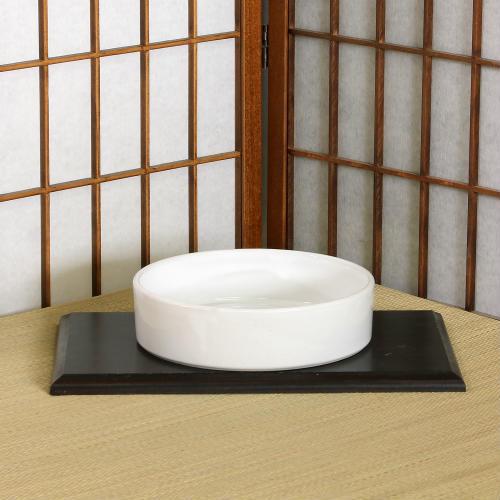 限定数限り 四日市 万古焼 水盤 白 光沢 切立 丸 7号 花器 池坊 生け花