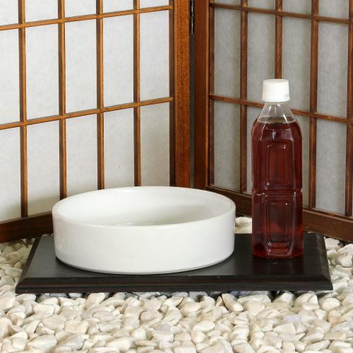 限定数限り 四日市 万古焼 水盤 白 光沢 切立 丸 7号 花器 池坊 生け花