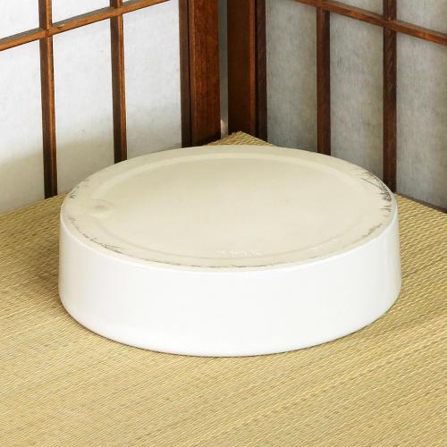 限定数限り 四日市 万古焼 水盤 白 光沢 切立 丸 7号 花器 池坊 生け花