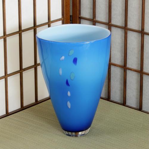 1点物 ガラス製 花器 スカイブルー 池坊 生け花 数量限定 和風 洋風 華道 硝子 フラワーベース 生花 立花 花瓶 ギフト 華道 あすつく Tkaki0103 夢源陶房 通販 Yahoo ショッピング