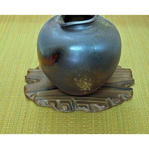 メール便対応] 木製 焼き杉 花台 10号 台 敷物 敷板 生け花 花器 置物